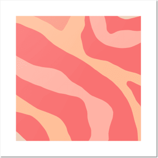 Peach Pink Pastel Abstract Organic Forms Retro Aesthetic Pattern Posters and Art